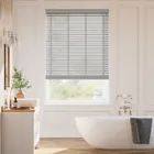 Harbour Grey & Chevron Silver Faux Wood Blind - 50mm Slat