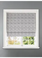 Embroidered Buds Charcoal Leaf Pattern Roman Blind