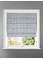 Embroidered Buds Cornflower Leaf Pattern Roman Blind
