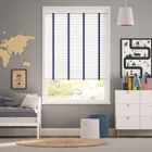 Brightest White & Denim Wooden Blind - 50mm Slat