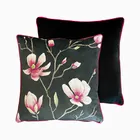 Magnolia Trail Charcoal & Blush Cushion