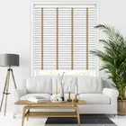 50mm White Diamond Grain & Hessian Faux Wood Blinds