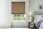 Augustus Coffee - Faux Silk & Chenille Pattern Roman Blind