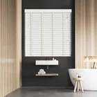 True White Wood Grain Faux Wood Blind With Vanilla Ladder Tapes