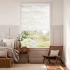 Brilliant White Faux Wood Blind - 50mm Slat
