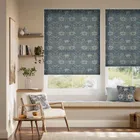 William Morris Duolight Honeysuckle & Tulip Grey Blue Thermal Blind
