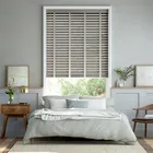 Grey Silver Grain & Warm Grey Faux Wood Blind - 50mm Slat