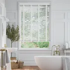 Click2go Brightest White & Glacial White Wooden Blind - 50mm Slat