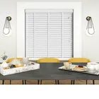 Gloss Pure White Wood Blind With Cotton Ladder Tapes