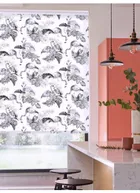 Tropical Flamingo Black &amp; White Floral Roller Blind
