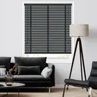 50mm Black & Black Wooden Blinds