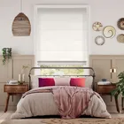 Bijou Linen Alabaster & Blush Trimmed Roman Blind