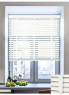 Clean White Wood Grain Faux Wood Venetian Blind With Tapes