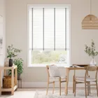 Pristine White & Chevron Charcoal Faux Wood Blind - 50mm Slat