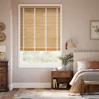 European Oak & Oyster Wooden Blind With Tapes - 50mm Slat