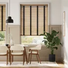 Click2go Chestnut & Jet Faux Wood Blind - 50mm Slat
