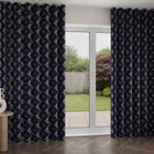 Laura Ashley Lady Fern Embroidery French Navy Wave Curtain Blinds Uk