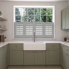 Dove Grey Cafe Style Plantation Shutters Blinds Uk