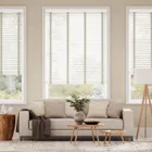 Vintage White & Woven Domino Wooden Blind - 50mm Slat