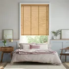 Click2go Autumn Oak & Sandy Beige Wooden Blind - 50mm Slat