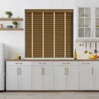 Desert Oak Faux Wood Blind With Hessian Ladder Tapes
