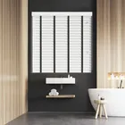 True White Faux Wood Blind With Smoke Ladder Tapes