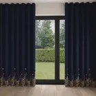 Sara Miller Hummingbird Border Deep Navy Wave Curtain Blinds Uk