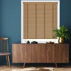 50mm Natural Oak & Toffee Faux Wood Blinds