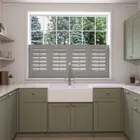 Ash Grey Cafe Style Plantation Shutters Blinds Uk