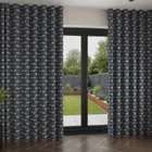 Emily Bond Peggy Indigo Wave Curtain Blinds Uk
