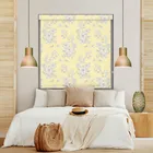 Yellow Blackout Roller Blind With Camellia Pelmet