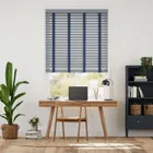 Urban Grey & Oxford Blue Faux Wood Blind - 50mm Slat