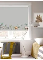 Safari Border Slate Cordless Spring Loaded Roller Blind