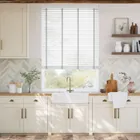 Pristine White & Chevron Silver Faux Wood Blind - 50mm Slat