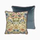 William Morris Strawberry Thief Velvet Natural Cushion