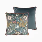 William Morris Compton Velvet Dusky Teal Cushion