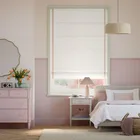 Bijou Linen Alabaster & Blush Pink Inset Border Roman Blind