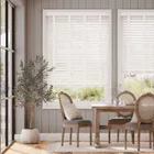 Click2go Ice White & White Faux Wood Blind - 50mm Slat