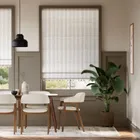 Ella Stripe Cappuccino & Pebble Trimmed Roman Blind