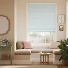 Floral Trellis Pom-pom Blue & Green Roman Blind