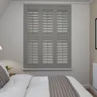 Ash Grey Tier On Tier Plantation Shutters Blinds Uk