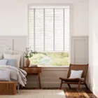 Tampa Cool White & Silver Faux Wood Blind - 50mm Slat