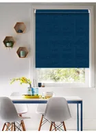Linen Navy Blue Blackout Grip Fit® No Drill Roller Blind