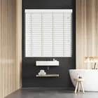 True White Faux Wood Blind With Vanilla Ladder Tapes