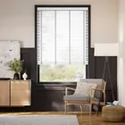 Ice White & Chevron Silver Faux Wood Blind - 50mm Slat