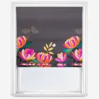 Sara Miller Peony Border Dark Grey Roman Blind