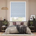 Floral Trellis Pom-pom Blue Roman Blind