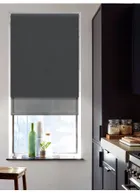 Blackout Zinc And Sheer Dark Grey Double Roller Blind