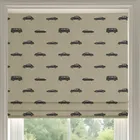 Ante Decor Vintage Cars Printed Cotton Made To Measure Roman Blind Linen Charcoal